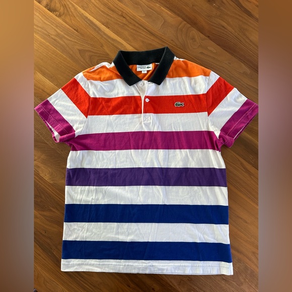 Lacoste Sport Colorful Striped Polo shirt size large, men’s - Picture 2 of 6